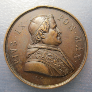 MEDALLA RELIGIOSA PAPA PIO IX / JESUS ENTREGANDO LLAVES A SAN PEDRO FALTA ANILLA