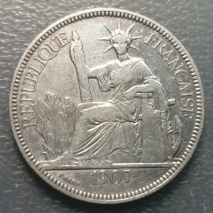 INDOCHINA FRANCESA FRENCH INDOCHINA INDOCHINE PIASTRE DE COMMERCE 1907 MBC-