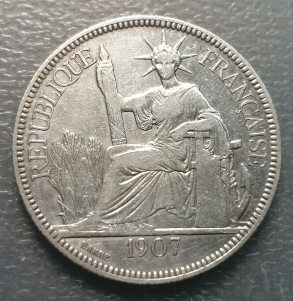 INDOCHINA FRANCESA FRENCH INDOCHINA INDOCHINE PIASTRE DE COMMERCE 1907 MBC-