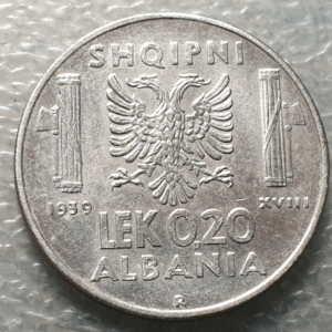 ALBANIA OCUPACION ITALIANA VITTEORIO EMANUELE III 0,20 LEK 1939 XVIII EBC