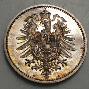 ALEMANIA GERMANY 1 MARK 1881 A SC SIN CIRCULAR UNC PATINA BONITA ESCASA ASI
