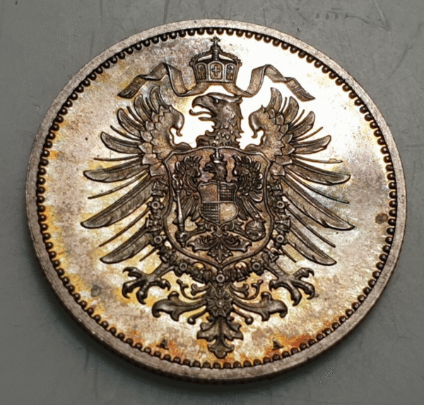 ALEMANIA GERMANY 1 MARK 1881 A SC SIN CIRCULAR UNC PATINA BONITA ESCASA ASI