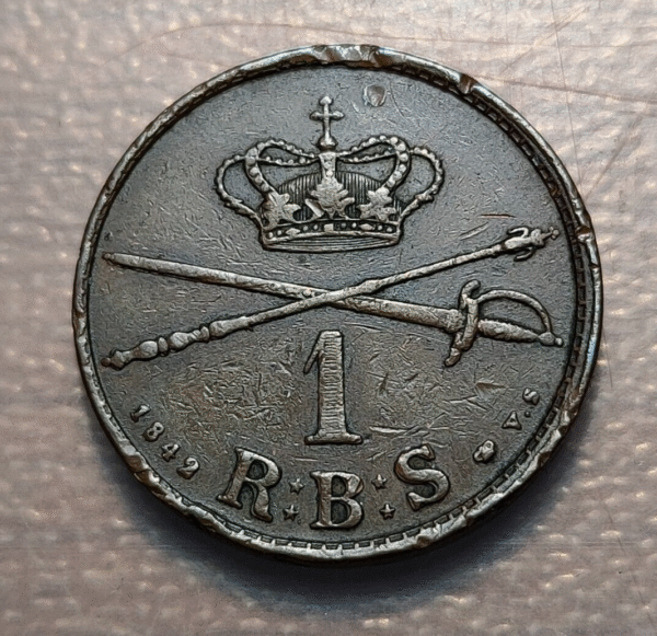 DINAMARCA DENMARK CHRISTIAN VIII 1 RIGSBANKSKILLING 1842 - Imagen 2