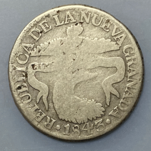COLOMBIA BOGOTA NUEVA GRANADA 2 REALES 1843 BC+