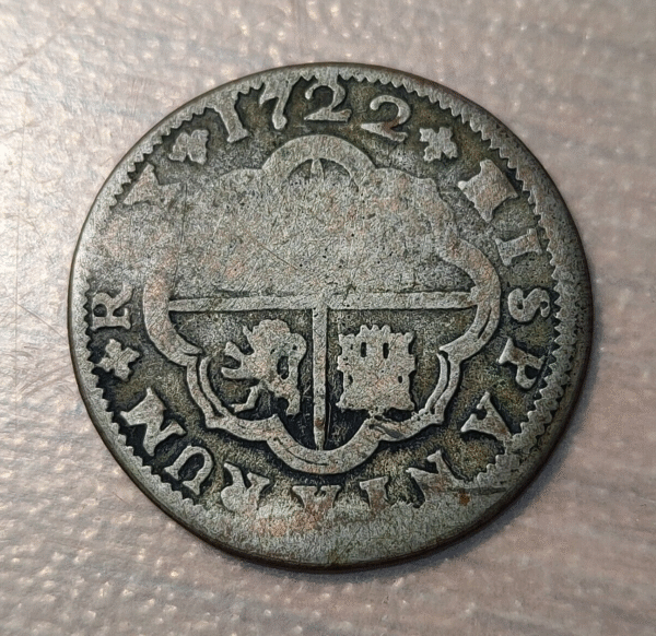 FALSA DE EPOCA ESPAÑA SEVILLA FELIPE V 2 REALES 1722 FALSA DE EPOCA - Imagen 2