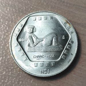 MEXICO 1 PESO 1994 1/4 ONZA TROY CHAAC MOOL PLATA SC UNC