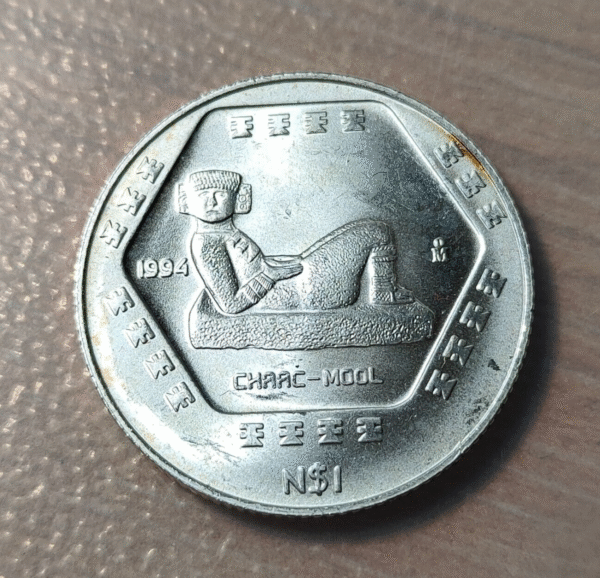 MEXICO 1 PESO 1994 1/4 ONZA TROY CHAAC MOOL PLATA SC UNC