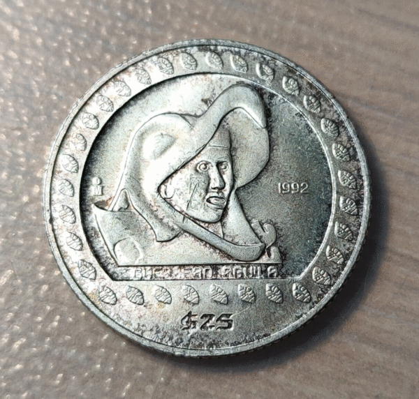 MEXICO 25 PESOS 1992 1/4 ONZA TROY PLATA SC-