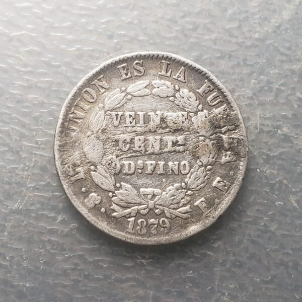 BOLIVIA 20 CENTAVOS 1879 FE EX MOUNTED?
