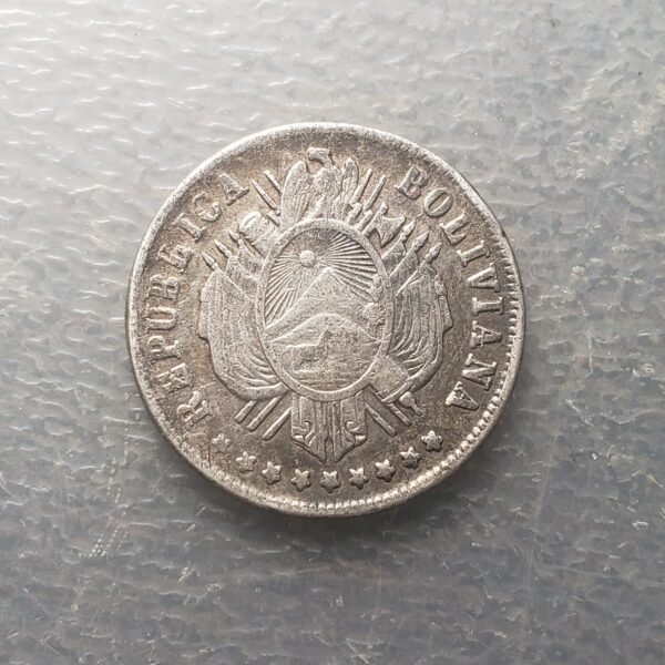 BOLIVIA 20 CENTAVOS 1879 FE EX MOUNTED? - Imagen 2