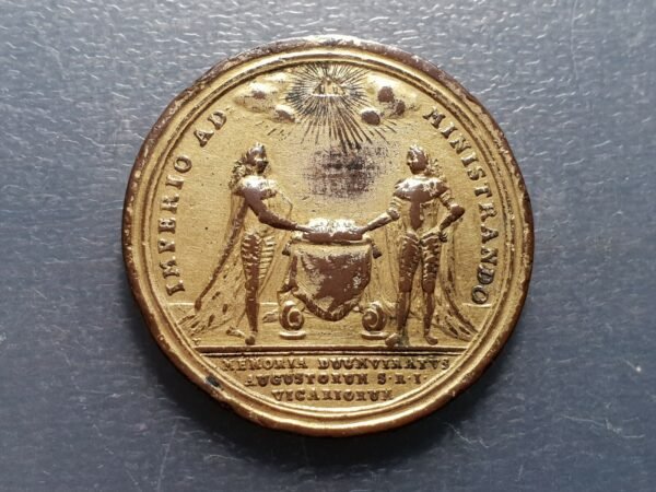 AUSTRIA HOLY ROMAN EMPIRE INTERREGNUM KARL VII DEATH 1745 BRONZE MEDAL EX MOUNT - Imagen 2