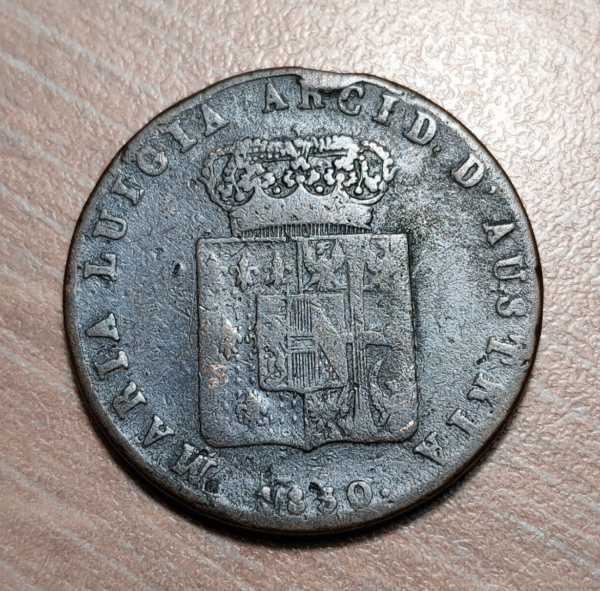 ITALIA PARMA MARIA LUIGIA DE AUSTRIA ESPOSA NAPOLEON BONAPARTE 5 CENTESIMI 1830