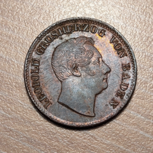 ALEMANIA GERMANY BADEN 1 KREUZER 1852 SC UNC BRILLO ORIGINAL
