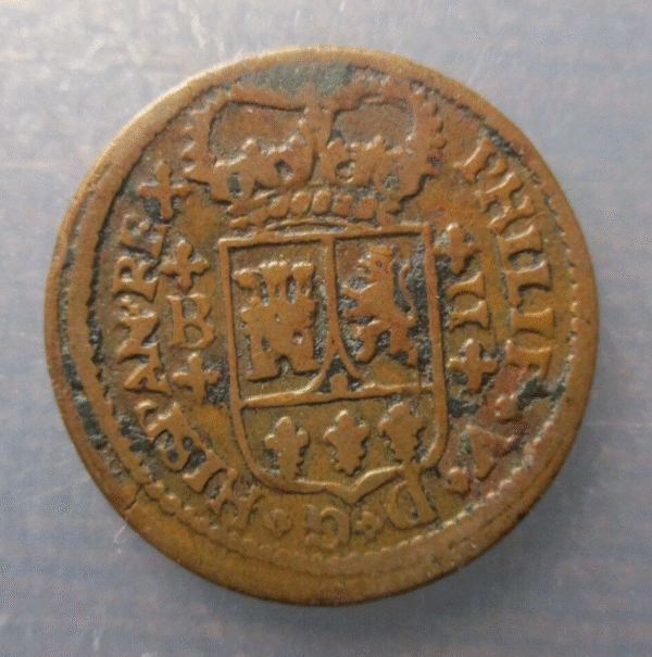 FELIPE V BARCELONA 2 MARAVEDIS 1718 - Imagen 2