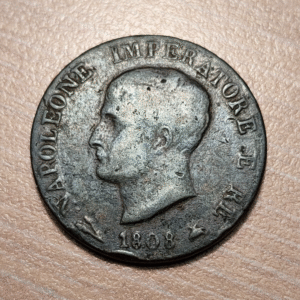 ITALIA REINO DE NAPOLEON BONAPARTE 1 SOLDO 1808 B BOLONIA BOLOGNA BC+/MBC-