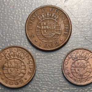 SANTO TOME Y PRINCIPE LOTE 3 MONEDAS 10 CENTAVOS 20 CENTAVOS 50 CENT. 1962 MBC