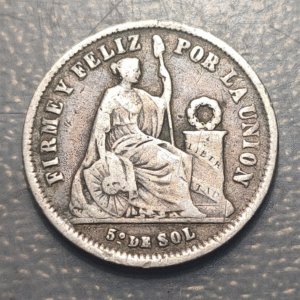PERU 1/5 DE SOL 1866 MBC-