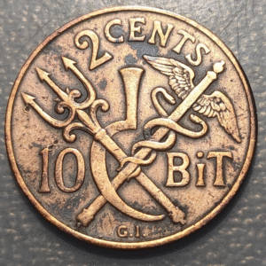 DANISH WEST INDIES 2 CENTS 10 BIT 1905 MBC-/MBC