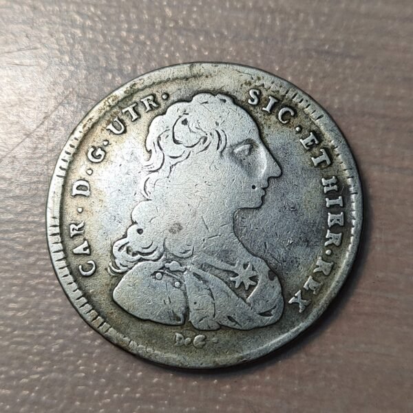 IMPERIO ESPAÑOL NAPOLES NAPOLI CARLOS III 1/2 PIASTRA 1754 ESCASA BC+