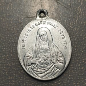 MEDALLA RELIGIOSA FRANCIA SAGRADO CORAZON JESUS SAGRADO CORAZON MARIA ALUMINIO