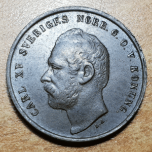 SUECIA SWEDEN CARL XV 1 ORE 1872 EBC MANCHAS OXIDACION