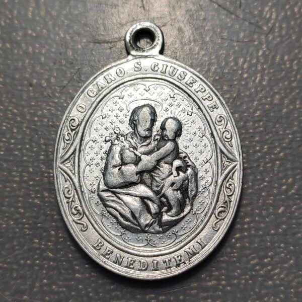 MEDALLA RELIGIOSA ITALIA SAN FRANCISCO DE ASIS SAN JOSE ALUMINIO 40x34mm