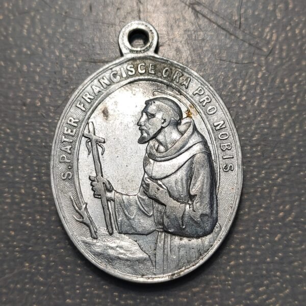 MEDALLA RELIGIOSA ITALIA SAN FRANCISCO DE ASIS SAN JOSE ALUMINIO 40x34mm - Imagen 2