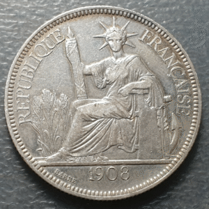 INDOCHINA FRANCESA FRENCH INDOCHINA INDOCHINE PIASTRE DE COMMERCE 1908 MBC