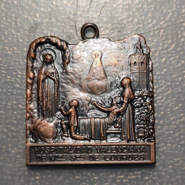MEDALLA RELIGIOSA VALENCIA HOSPITALIDAD VALENCIANA Y Nª Sª DE LOURDES COBRE