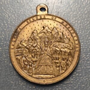 MEDALLA RELIGIOSA VIRGEN DE MONTSERRAT SAN BENITO BRONCE 40x35mm