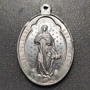 MEDALLA RELIGIOSA INMACULADA CONCEPCION ANAGRAMA HIJAS DE MARIA ALUMINIO 44x35mm