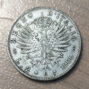 ITALIA REINO VITTORIO EMANUELE III 2 LIRE 2 LIRAS 1906 MBC