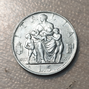 ITALIA REINO VITTORIO EMANUELE III 5 LIRE 1937 FAMILIA EBC+/SC- FECHA RARA