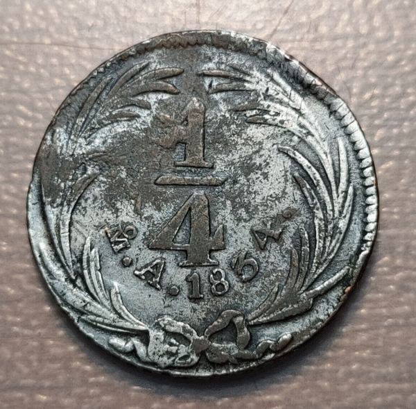 MEXICO 1/4 REAL 1834 Mo A BAÑO PLATA - Imagen 2