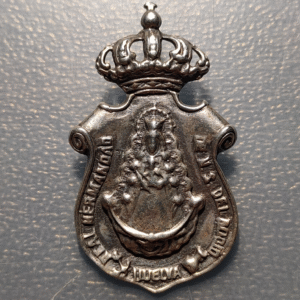 MEDALLA RELIGIOSA HUELVA NUESTRA SEÑORA DEL ROCIO 46x27mm 6,73g PLATA