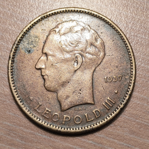 CONGO BELGA BELGIAN CONGO LEOPOLD III 5 FRANCOS 5 FRANCS 1937 MBC-/MBC