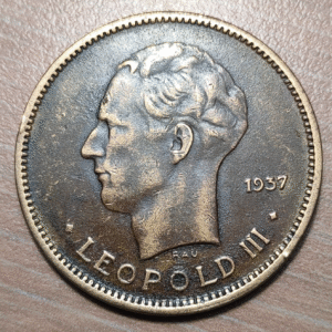 CONGO BELGA BELGIAN CONGO LEOPOLD III 5 FRANCOS 5 FRANCS 1937 MBC-