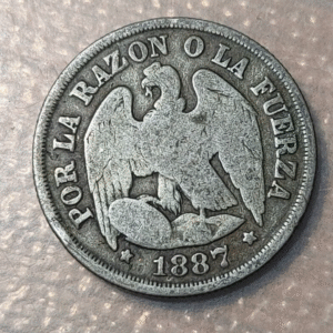 CHILE SANTIAGO 1 DECIMO 1887 BC+