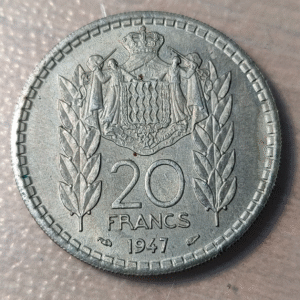 MONACO LOUIS II 20 FRANCS 20 FRANCOS 1947 KM 124 EBC/EBC+