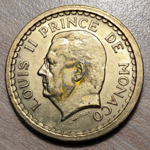MONACO LOUIS II 2 FRANCS 2 FRANCOS 1943 KM 121a
