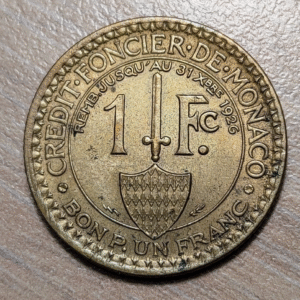 MONACO 1 FRANC 1 FRANCO 1924 KM 114 EBC-