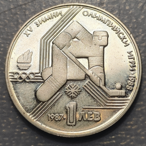 BULGARIA 1 LEV 1987 JUEGOS OLIMPICOS CALGARY MONEY SC UNC