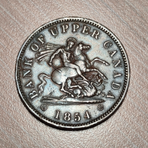 CANADA UPPER CANADA BANK 1 PENNY 1854 TOKEN EBC