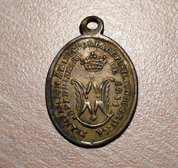 MEDALLA RELIGIOSA LA VIRGEN / DOGMA VIRGEN MARIA 1854 22x15mm 0,98g