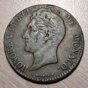 MONACO HONORE V 5 CENTIMES 1838 C MBC-/MBC ESCASA SCARCE