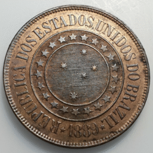 BRASIL BRAZIL REPUBLICA 40 REIS 1889 SC SIN CIRCULAR UNC BRILLO ORIGINAL