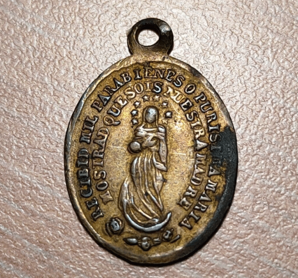 MEDALLA RELIGIOSA LA VIRGEN / DOGMA VIRGEN MARIA 1854 22x15mm 0,98g - Imagen 2