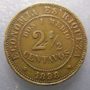 CHILE SANTIAGO 2 1/2 CENTAVOS 1898