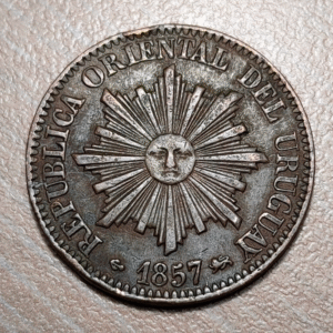 URUGUAY 5 CENTESIMOS 1857 D MBC+/EBC-