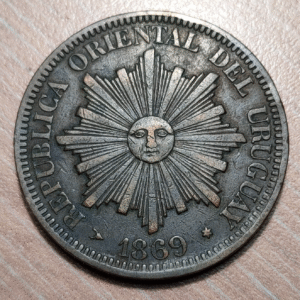 URUGUAY 4 CENTESIMOS 1869 H MBC